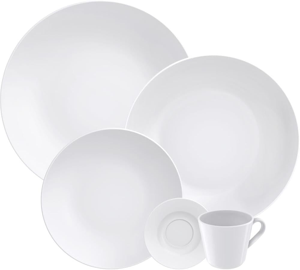 Aparelho de jantar de porcelana branca